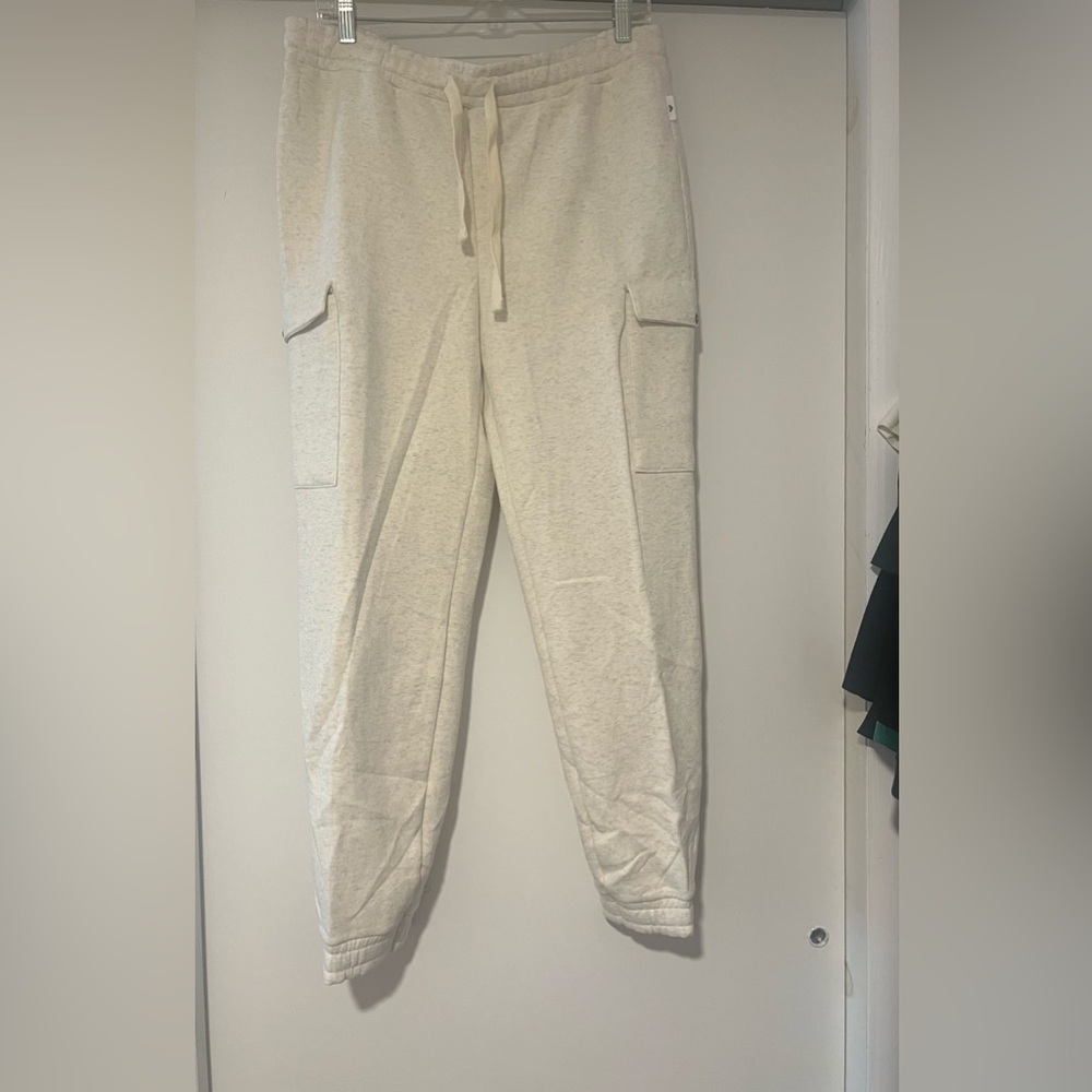 Cream cargo sweatpants